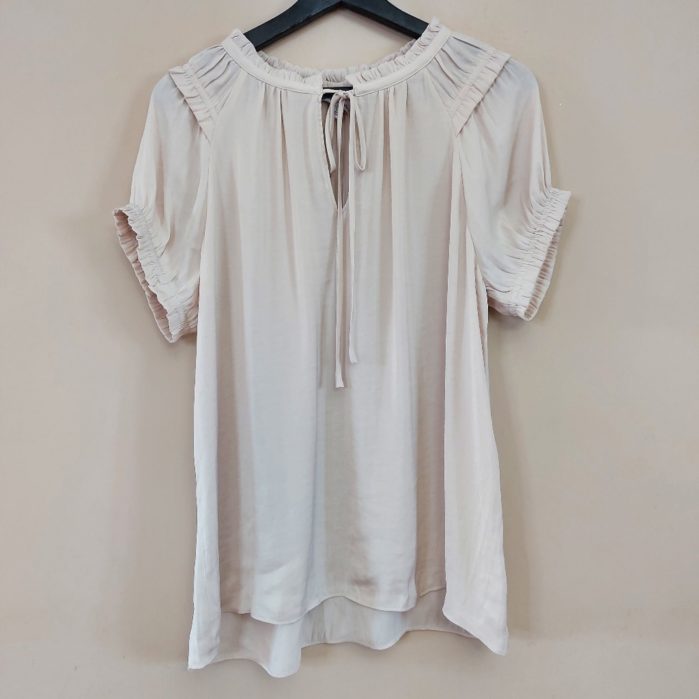 Naked Zebra gathered sleeve peasant style blouse